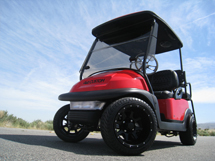 red golf car sporty wheels